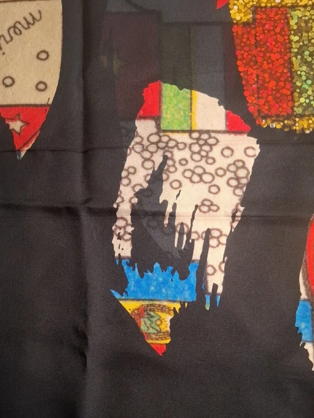 Black Multicolor Abstract Silk Accent Scarf by Bianca Emiliano